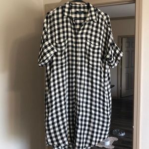 Madewell Black Plaid Courier Shirt Dress